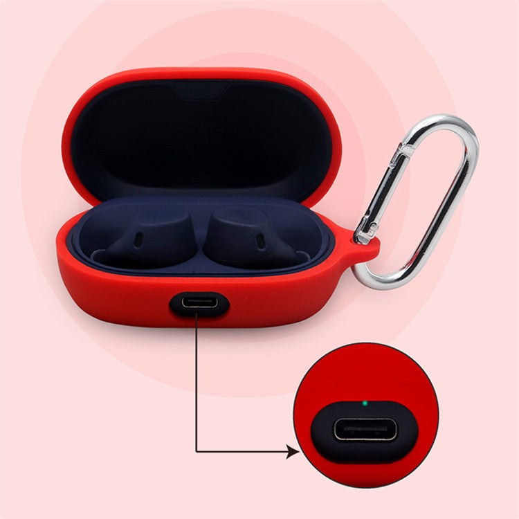 For Jabra Elite 7 Active / 7 Pro Case Cover Portable Protective Case Earbuds Soft Silicone Protector with Keychain - Red