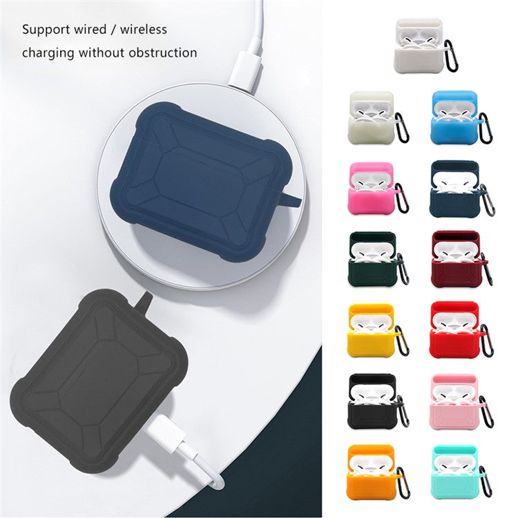 For Apple AirPods Pro 3-in-1 Silicone Protective Case + Ear-Hook + Anti-Lost Carabiner Protection Set - Green