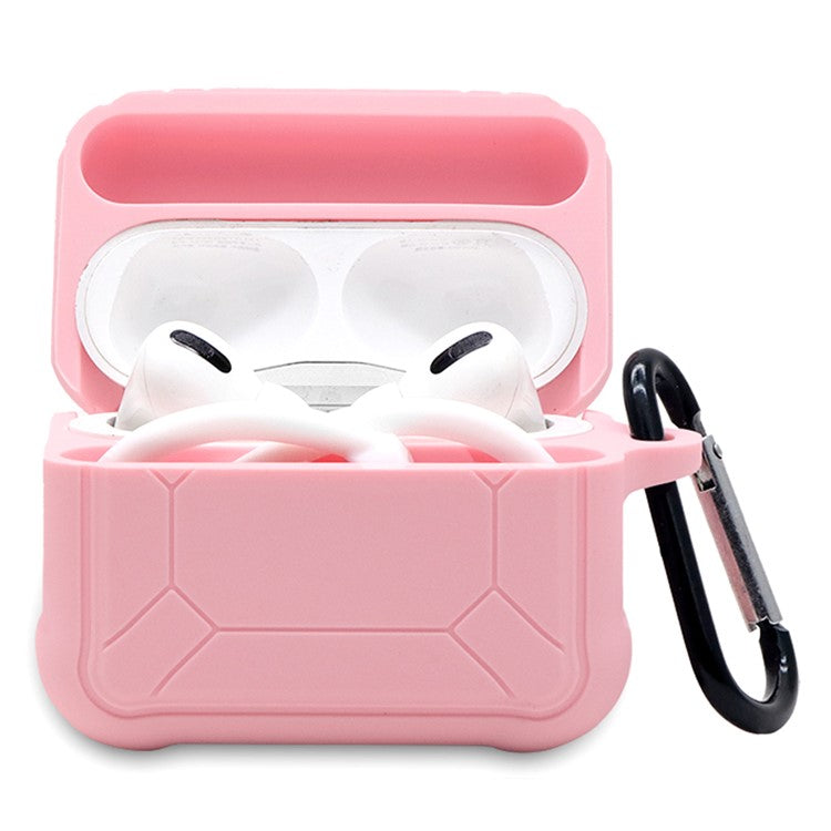 For Apple AirPods Pro 3-in-1 Silicone Protective Case + Ear-Hook + Anti-Lost Carabiner Protection Set - Pink