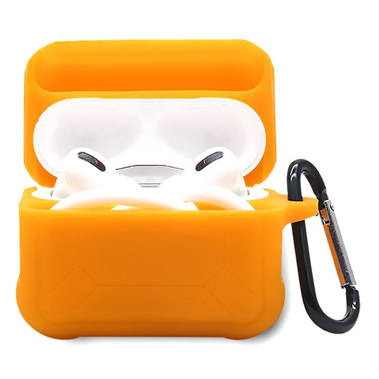 For Apple AirPods Pro 3-in-1 Silicone Protective Case + Ear-Hook + Anti-Lost Carabiner Protection Set - Orange