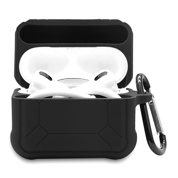 For Apple AirPods Pro 3-in-1 Silicone Protective Case + Ear-Hook + Anti-Lost Carabiner Protection Set - Black