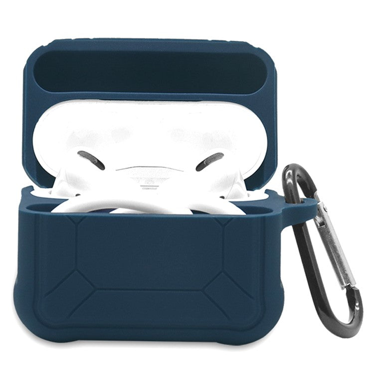 For Apple AirPods Pro 3-in-1 Silicone Protective Case + Ear-Hook + Anti-Lost Carabiner Protection Set - Midnight Blue