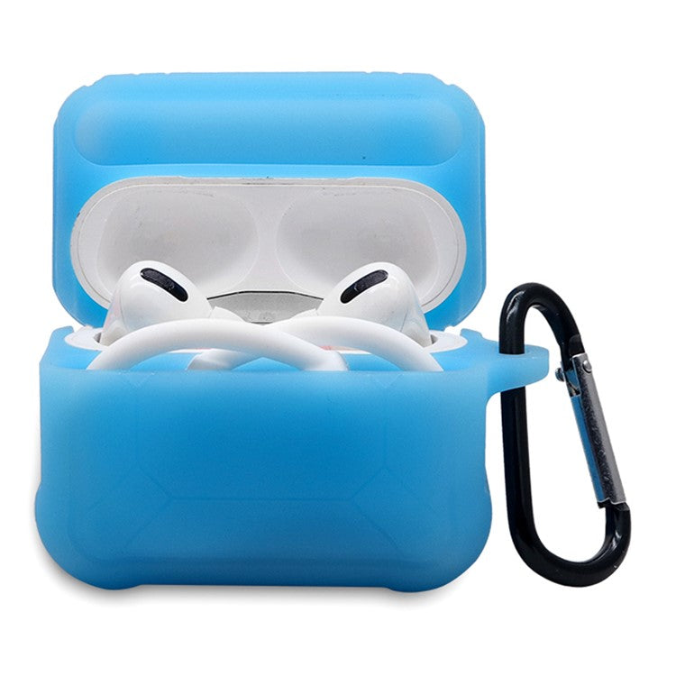 For Apple AirPods Pro 3-in-1 Silicone Protective Case + Ear-Hook + Anti-Lost Carabiner Protection Set - Blue