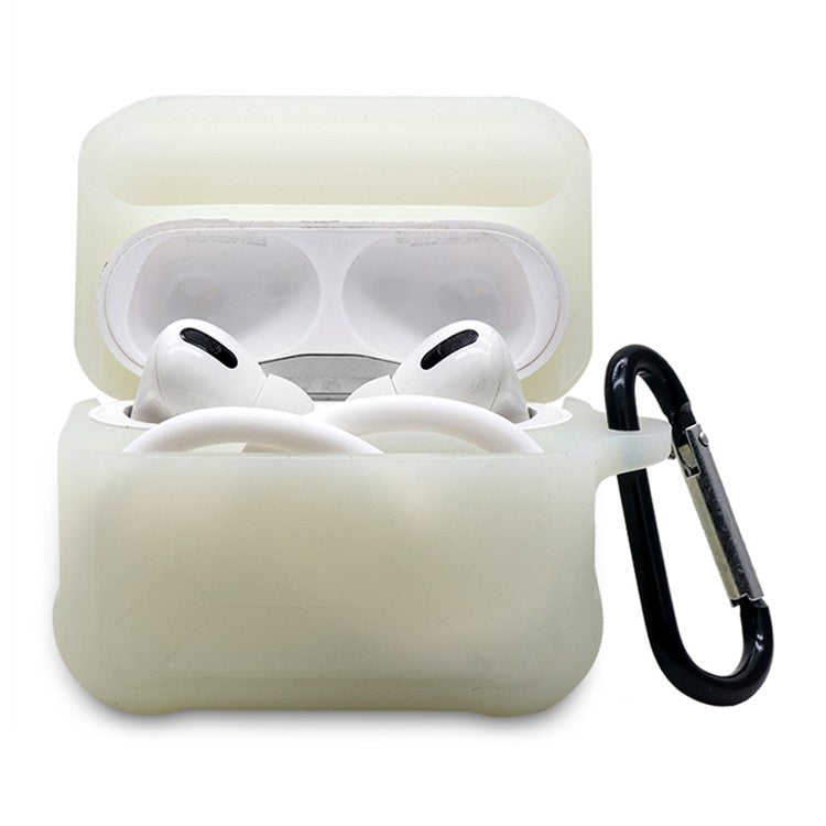 For Apple AirPods Pro 3-in-1 Silicone Protective Case + Ear-Hook + Anti-Lost Carabiner Protection Set - Beige