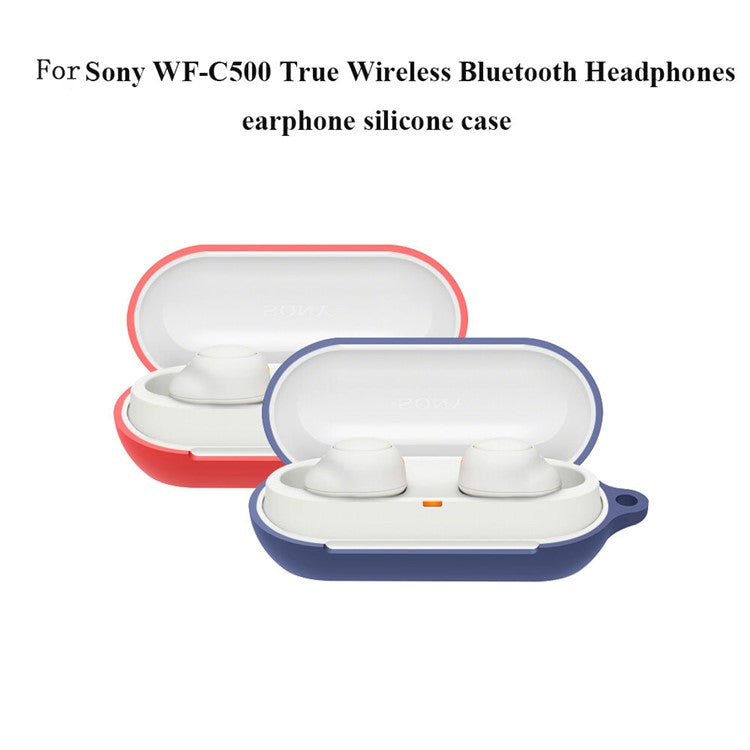 For Sony WF-C500 TWS Bluetooth Earphone Silicone Shell Anti-drop Protective Cover - Navy Blue