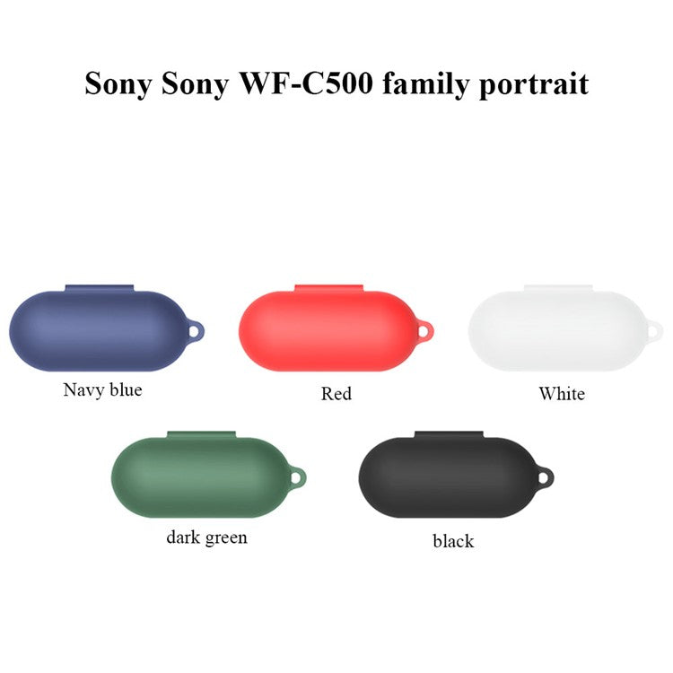 For Sony WF-C500 TWS Bluetooth Earphone Silicone Shell Anti-drop Protective Cover - Navy Blue