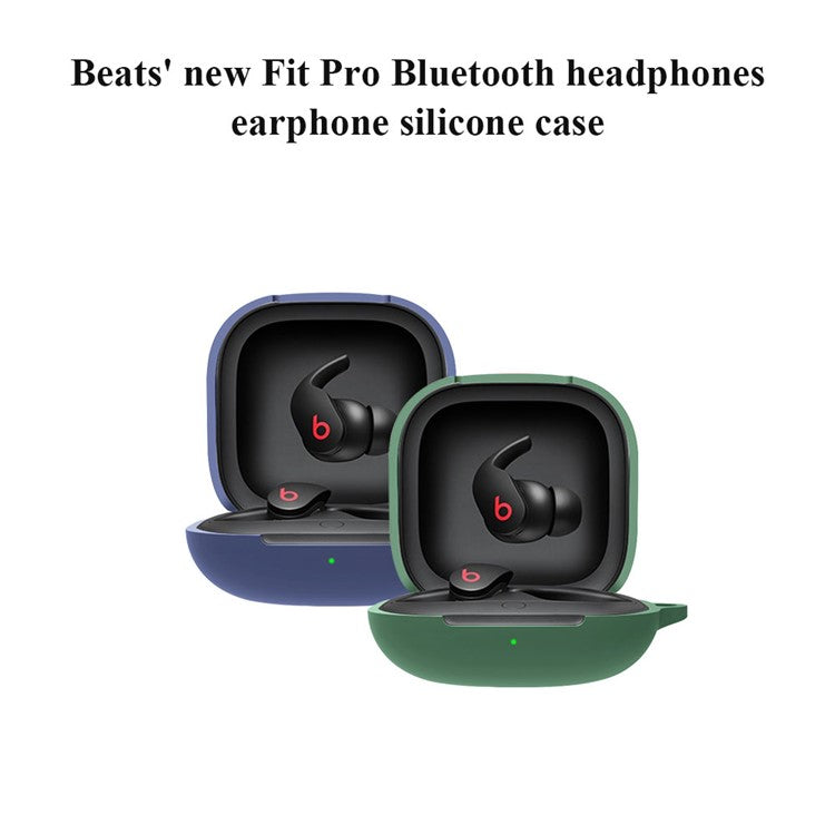 For Beats Fit Pro TWS Bluetooth Earphone Charging Case Protective Cover Silicone Anti-drop Sleeve - Dark Green