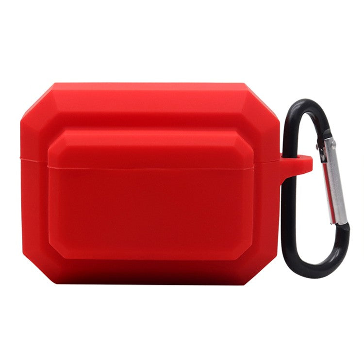 For Apple AirPods Pro 3-in-1 Silicone Anti-Fall Case + Ear-Tip + Anti-Lost Carabiner Protection Set - Red