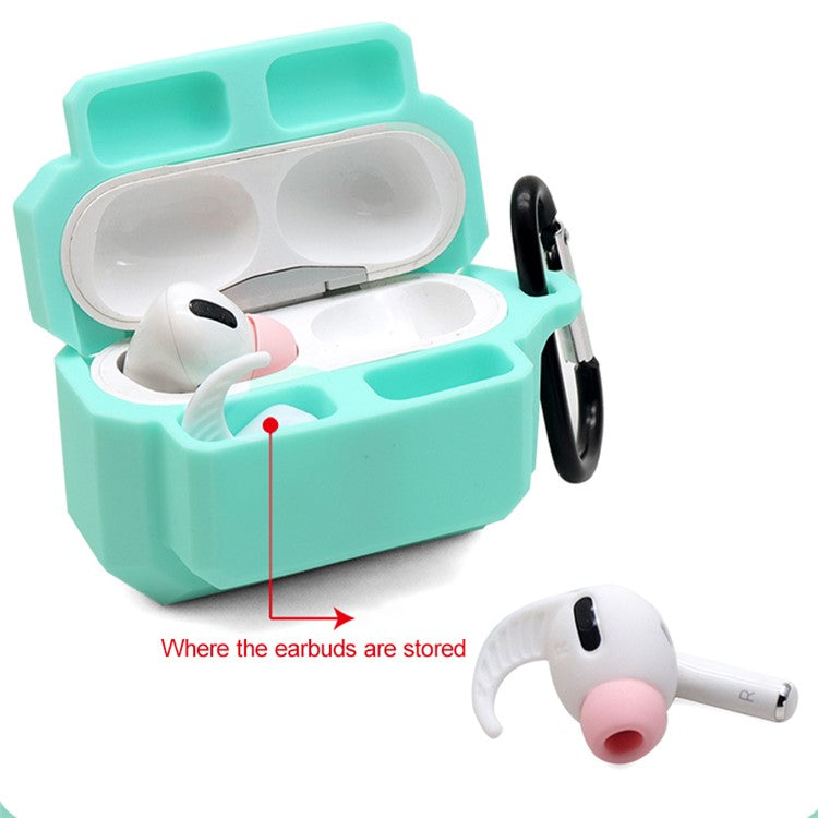 For Apple AirPods Pro 3-in-1 Silicone Anti-Fall Case + Ear-Tip + Anti-Lost Carabiner Protection Set - Red