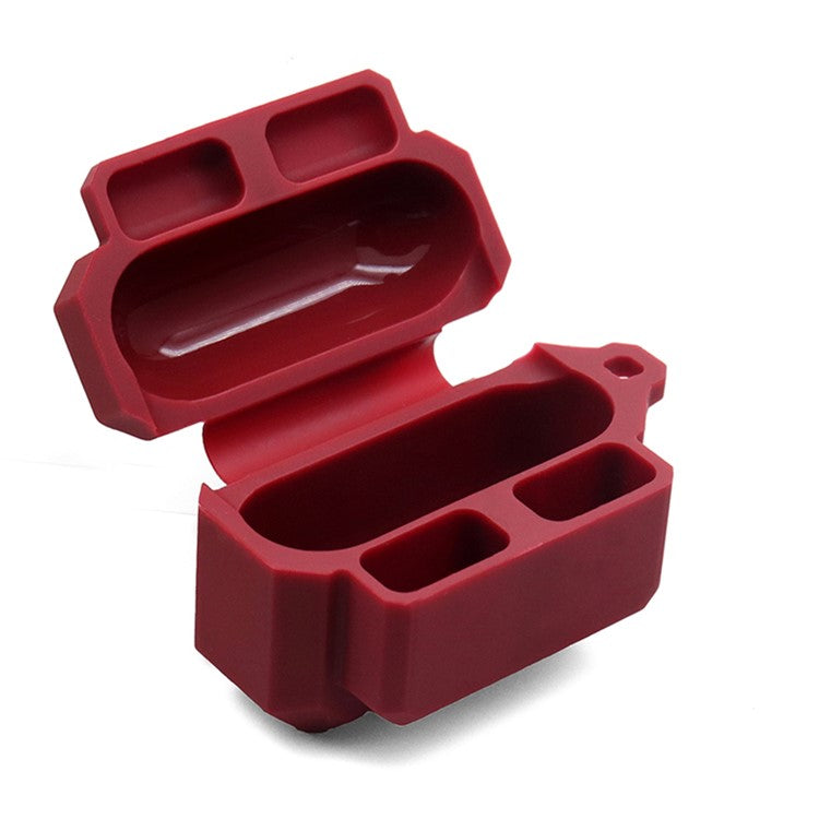 For Apple AirPods Pro 3-in-1 Silicone Anti-Fall Case + Ear-Tip + Anti-Lost Carabiner Protection Set - Wine Red