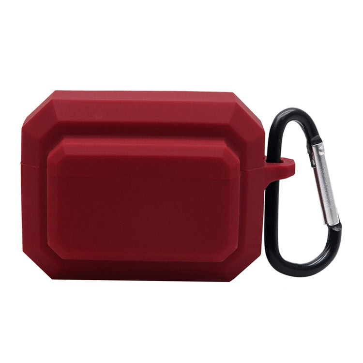 For Apple AirPods Pro 3-in-1 Silicone Anti-Fall Case + Ear-Tip + Anti-Lost Carabiner Protection Set - Wine Red