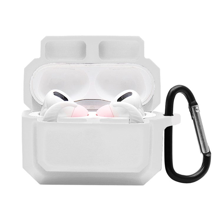 For Apple AirPods Pro 3-in-1 Silicone Anti-Fall Case + Ear-Tip + Anti-Lost Carabiner Protection Set - White