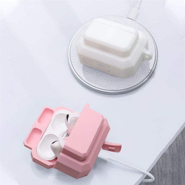 For Apple AirPods Pro 3-in-1 Silicone Anti-Fall Case + Ear-Tip + Anti-Lost Carabiner Protection Set - White