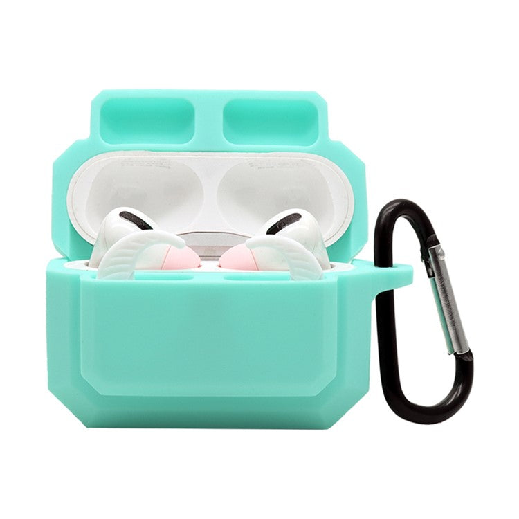 For Apple AirPods Pro 3-in-1 Silicone Anti-Fall Case + Ear-Tip + Anti-Lost Carabiner Protection Set - Mint Green