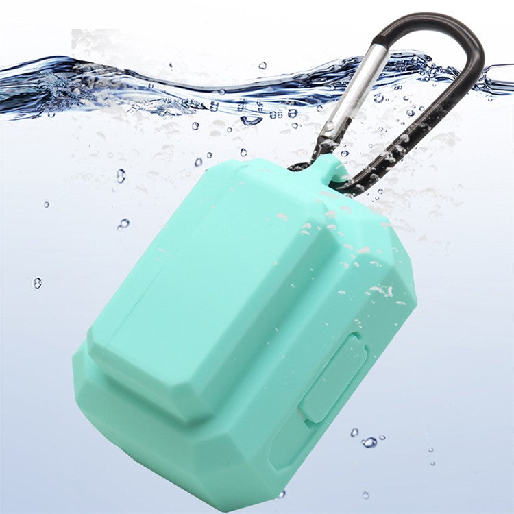 For Apple AirPods Pro 3-in-1 Silicone Anti-Fall Case + Ear-Tip + Anti-Lost Carabiner Protection Set - Mint Green