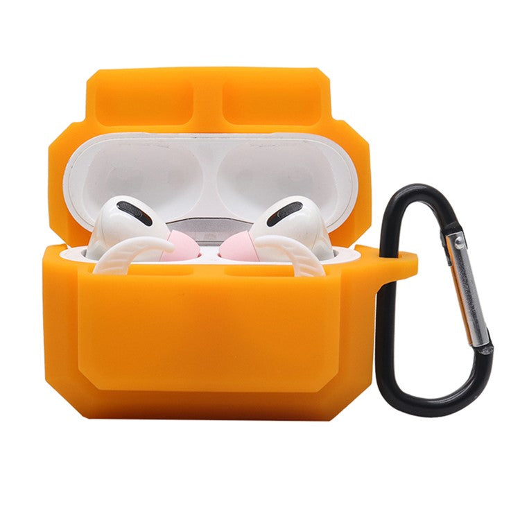 For Apple AirPods Pro 3-in-1 Silicone Anti-Fall Case + Ear-Tip + Anti-Lost Carabiner Protection Set - Orange