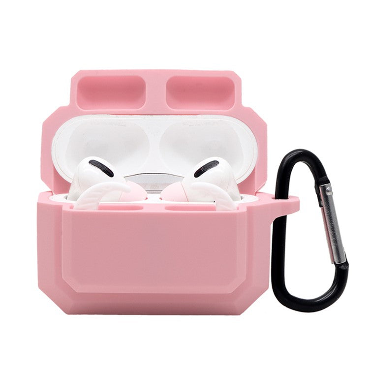 For Apple AirPods Pro 3-in-1 Silicone Anti-Fall Case + Ear-Tip + Anti-Lost Carabiner Protection Set - Pink