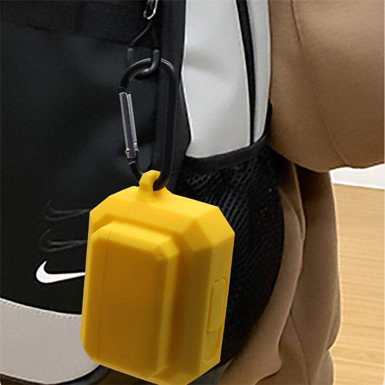 For Apple AirPods Pro 3-in-1 Silicone Anti-Fall Case + Ear-Tip + Anti-Lost Carabiner Protection Set - Yellow