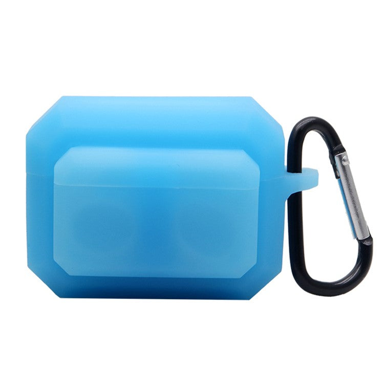 For Apple AirPods Pro 3-in-1 Silicone Anti-Fall Case + Ear-Tip + Anti-Lost Carabiner Protection Set - Luminous Blue