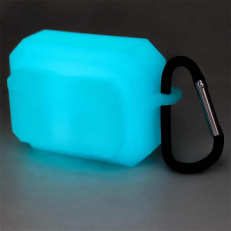 For Apple AirPods Pro 3-in-1 Silicone Anti-Fall Case + Ear-Tip + Anti-Lost Carabiner Protection Set - Luminous Blue