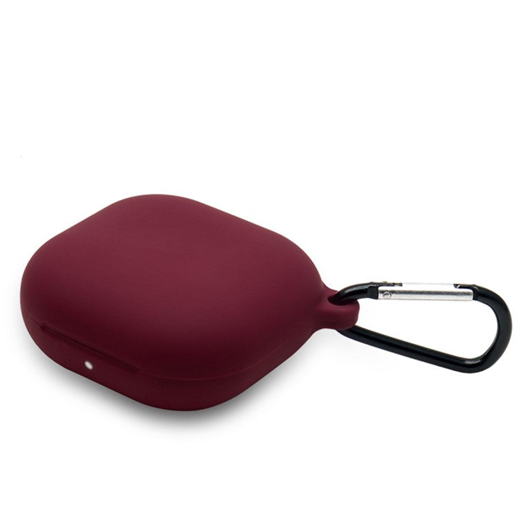 For Beats Fit Pro Wireless Bluetooth Earphone Silicone Case Anti-scratch Charging Box Shell with Carabiner - Wine Red