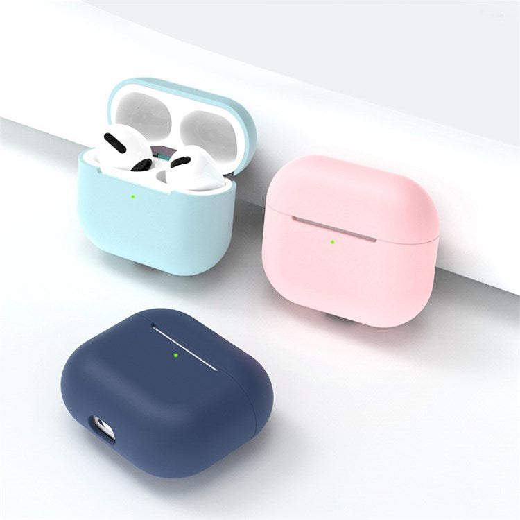 For Apple AirPods 3 Portable Protective Case Earbuds Soft Silicone Protector with Ear Caps - Midnight Green