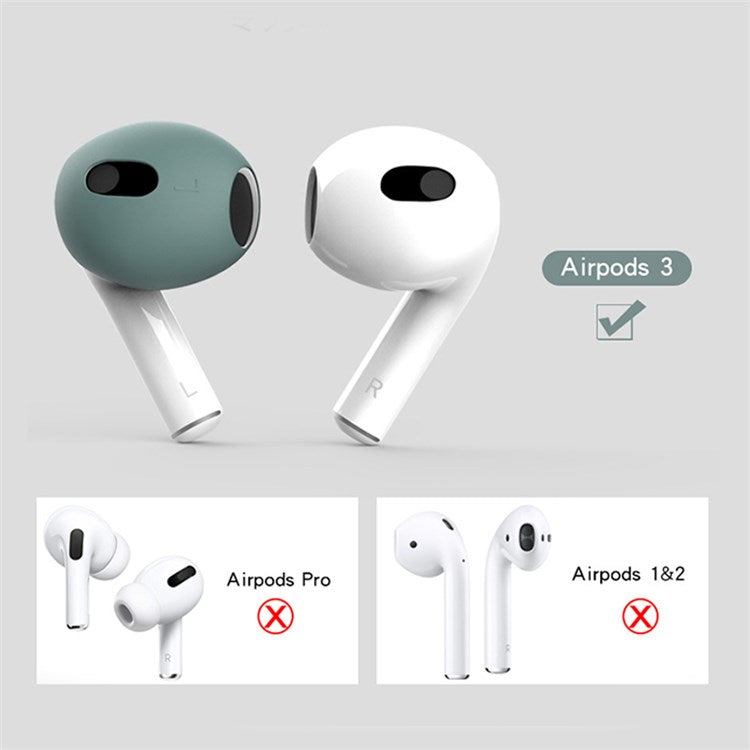 For Apple AirPods 3 Portable Protective Case Earbuds Soft Silicone Protector with Ear Caps - Midnight Green