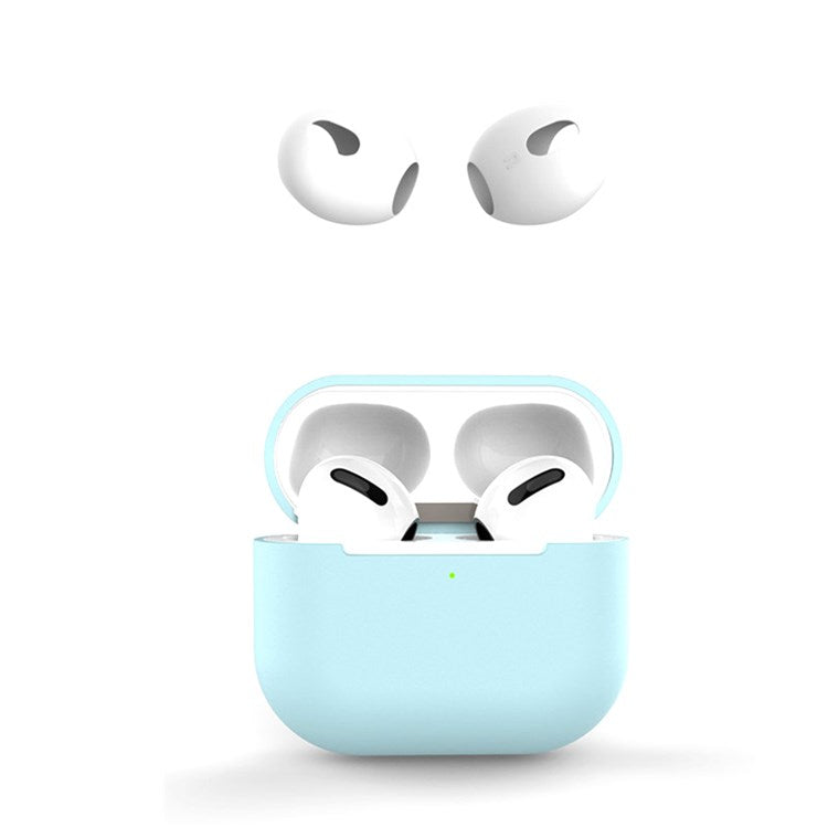 For Apple AirPods 3 Portable Protective Case Earbuds Soft Silicone Protector with Ear Caps - Blue / White