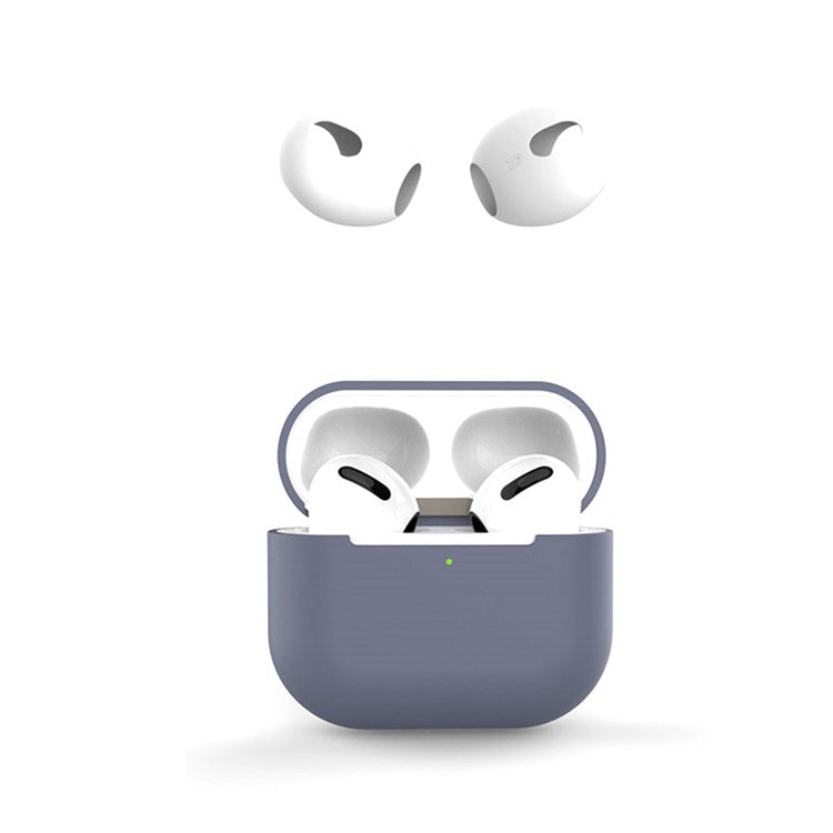 For Apple AirPods 3 Portable Protective Case Earbuds Soft Silicone Protector with Ear Caps - Purple