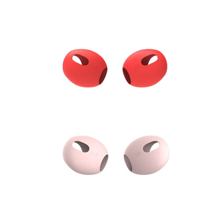 For Apple AirPods 3 2 Pairs Anti-slip Silicone Earbuds Cover Ultra-thin Bluetooth Earphones Tips - Pink/Red