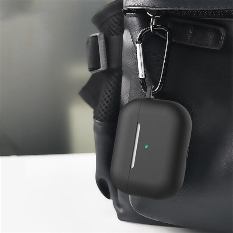 5Pcs/Set for Apple AirPods Pro Bluetooth Earphones Silicone Protective Case with Carabiner+Anti-lost Rope+Storage Case/Ear Cap - Midnight Green