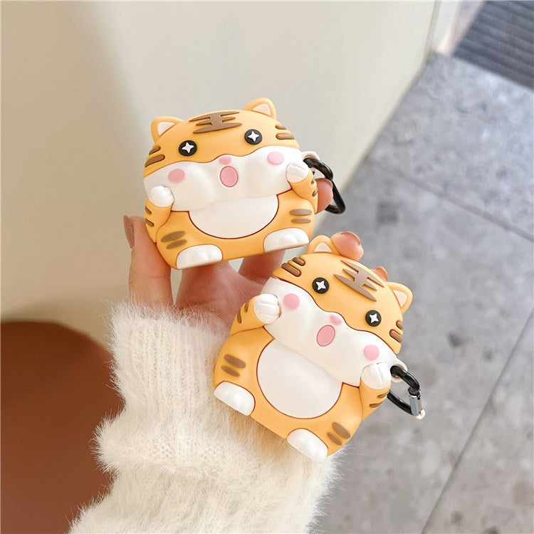 For Apple AirPods with Charging Case (2016)/(2019)/AirPods with Wireless Charging Case (2019) Cartoon Tiger Silicone Protective Case