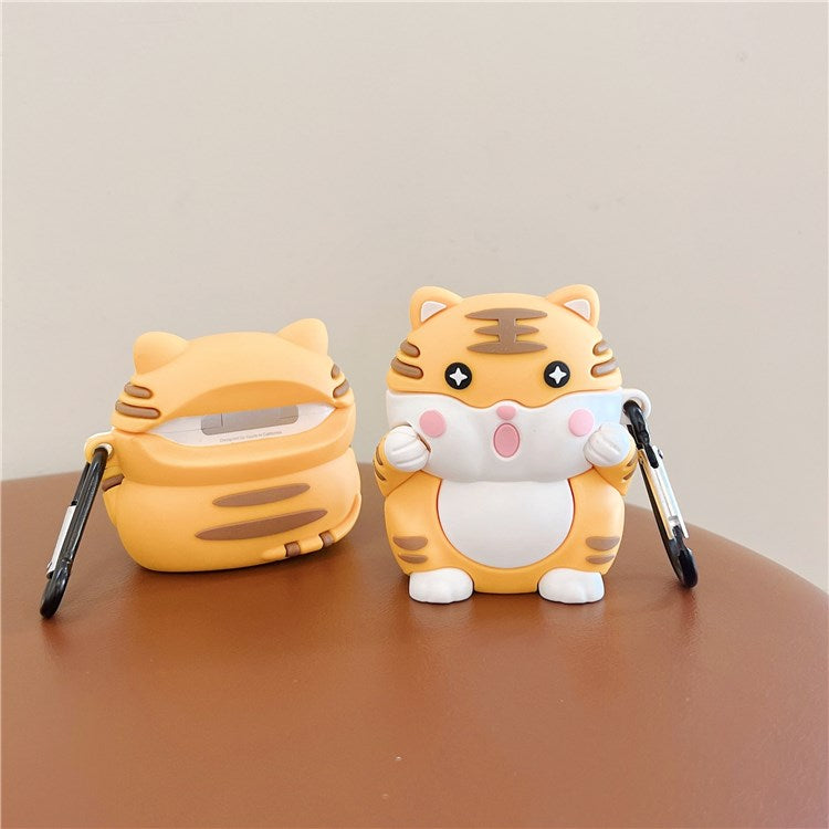 For Apple AirPods with Charging Case (2016)/(2019)/AirPods with Wireless Charging Case (2019) Cartoon Tiger Silicone Protective Case