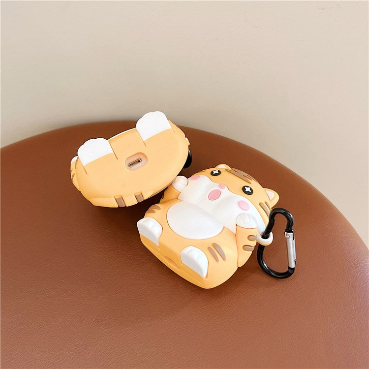 For Apple AirPods with Charging Case (2016)/(2019)/AirPods with Wireless Charging Case (2019) Cartoon Tiger Silicone Protective Case