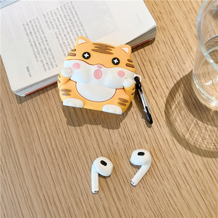 For Apple AirPods with Charging Case (2016)/(2019)/AirPods with Wireless Charging Case (2019) Cartoon Tiger Silicone Protective Case