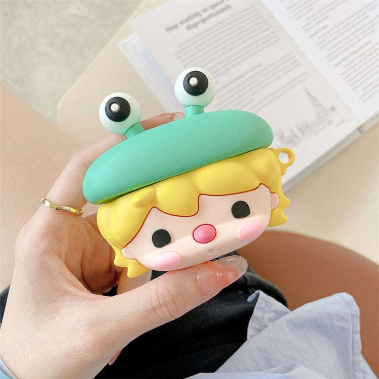 For Apple AirPods 3 Cute Frog Design Earphone Silicone Case Charging Box Protective Cover with Hook