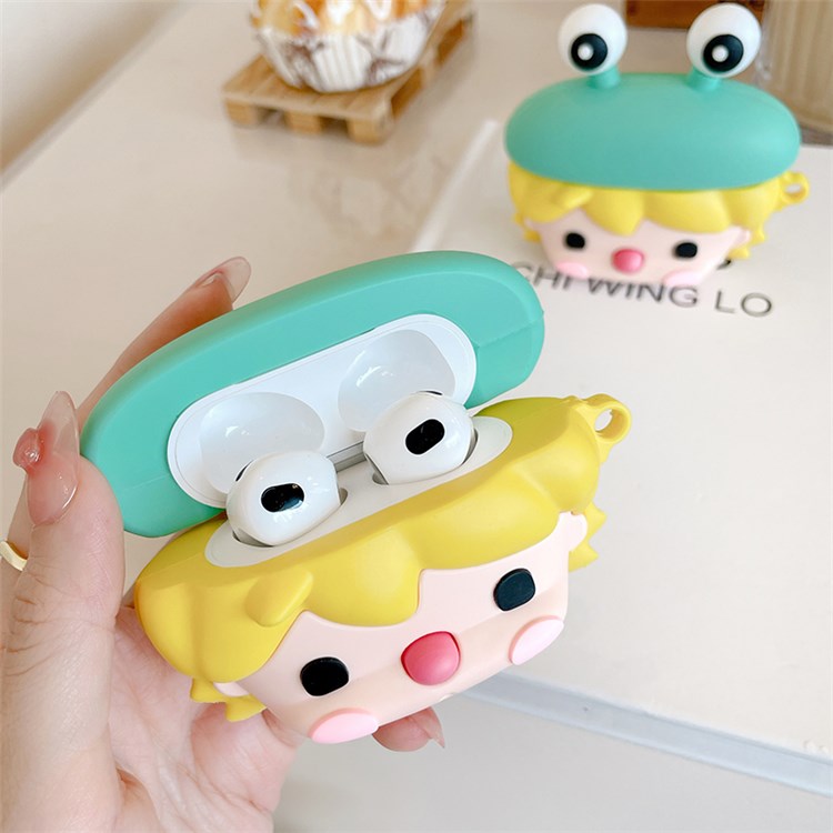 For Apple AirPods 3 Cute Frog Design Earphone Silicone Case Charging Box Protective Cover with Hook