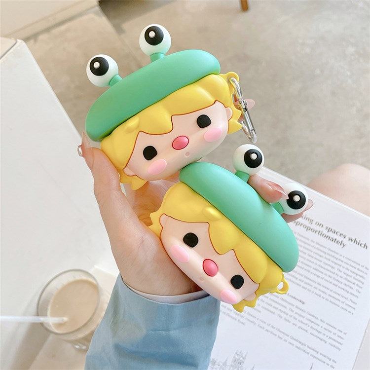 For Apple AirPods 3 Cute Frog Design Earphone Silicone Case Charging Box Protective Cover with Hook