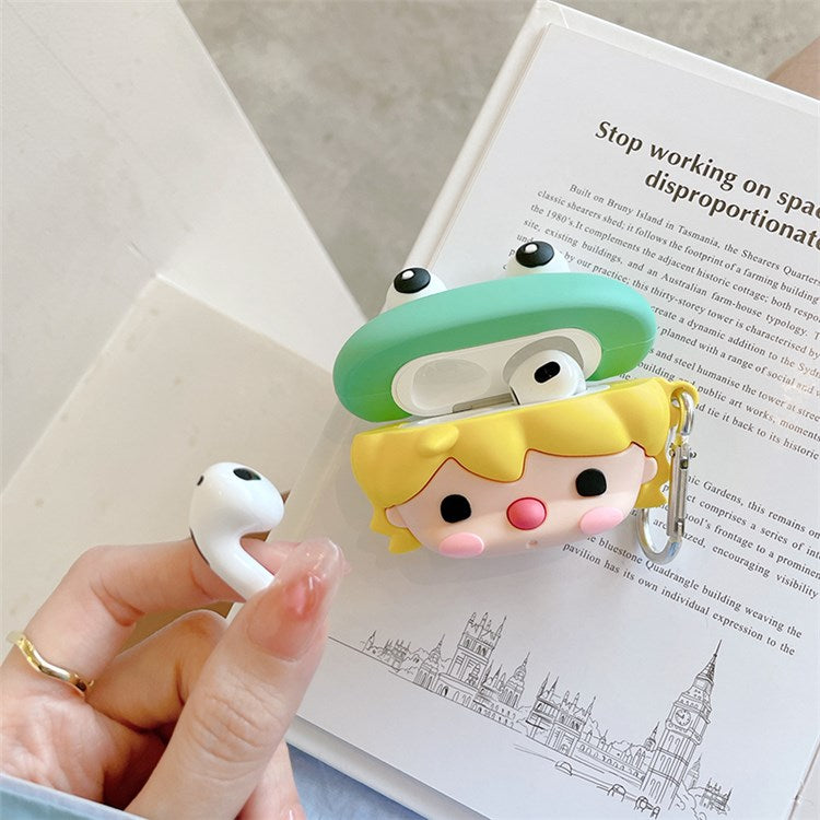 For Apple AirPods 3 Cute Frog Design Earphone Silicone Case Charging Box Protective Cover with Hook