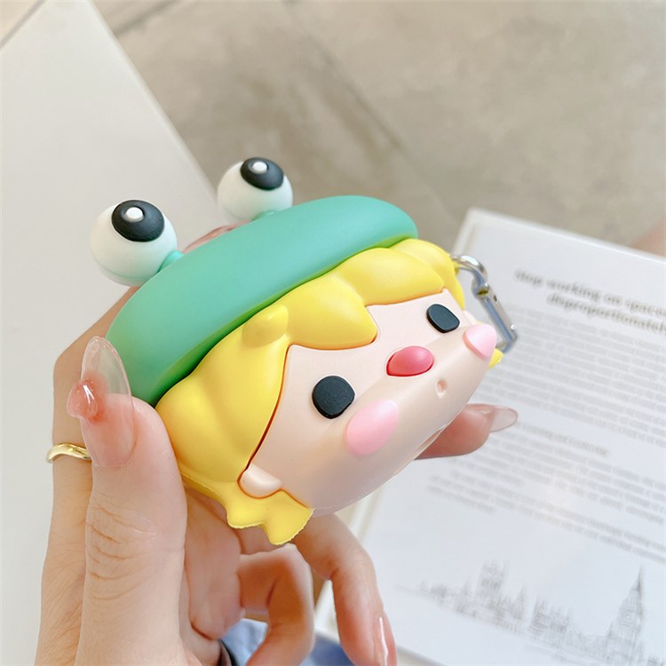 For Apple AirPods 3 Cute Frog Design Earphone Silicone Case Charging Box Protective Cover with Hook