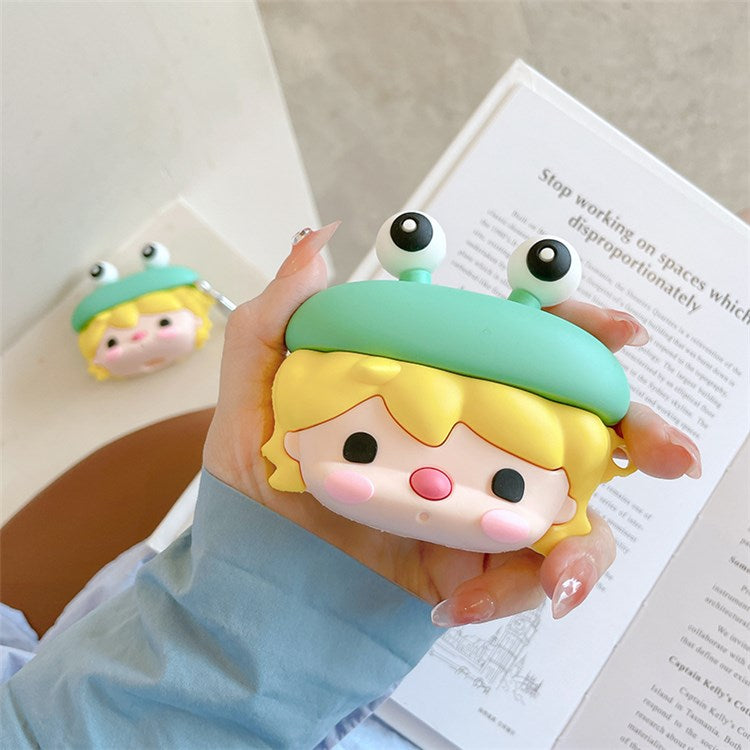 For Apple AirPods 3 Cute Frog Design Earphone Silicone Case Charging Box Protective Cover with Hook