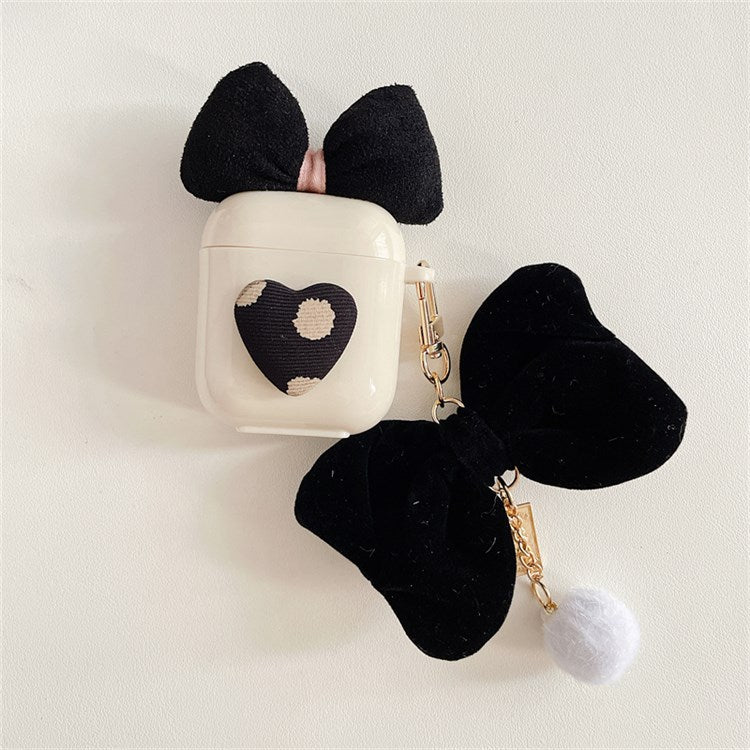 For Apple AirPods with Charging Case (2016)/(2019) / AirPods with Wireless Charging Case (2019) Cute TPU Protective Cover Bluetooth Earphone Case Sleeve with Plush Big Bow Pendant