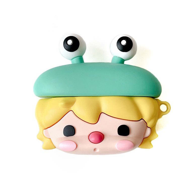 For Apple AirPods Pro Cute Frog Design Earphone Anti-scratch Soft Silicone Protective Case Charging Box Cover with Hook