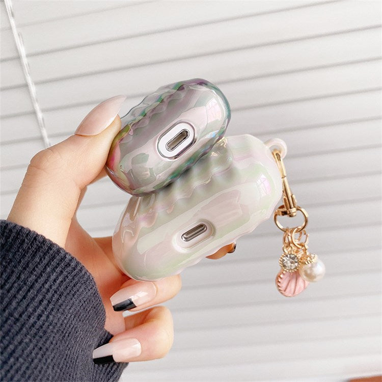 For Apple AirPods Pro Stylish Suitcase Design PC Cover Earphone Well-protected Case with Shell Pendant - Silver