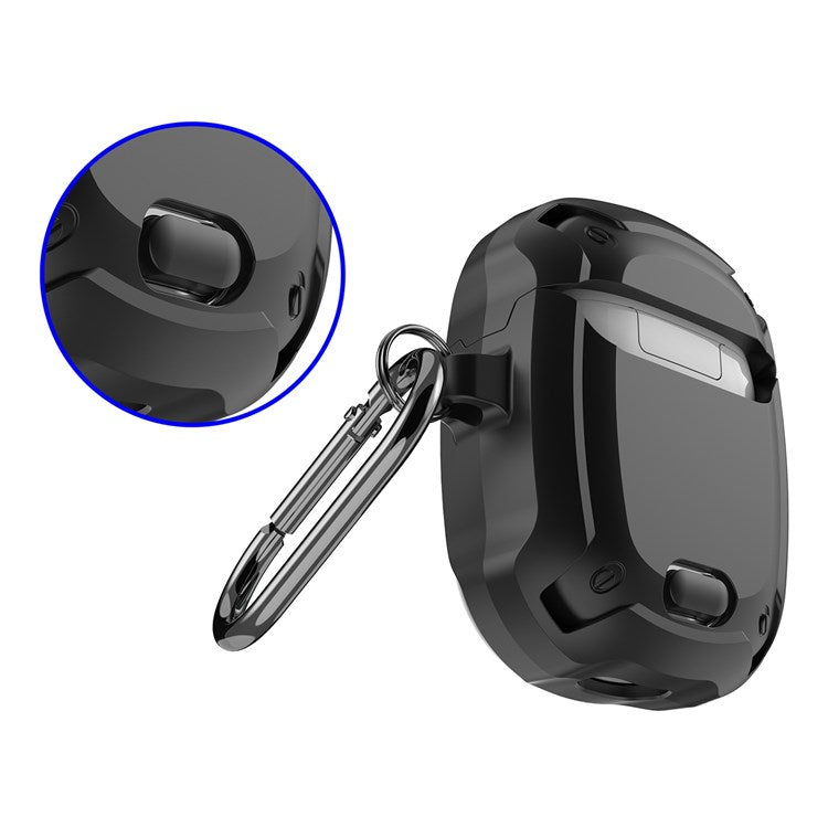 For Google Pixel Buds 2 Snap-on Lid Design Wireless Earphone Protective Case Anti-drop Shell with Hanging Buckle - Black