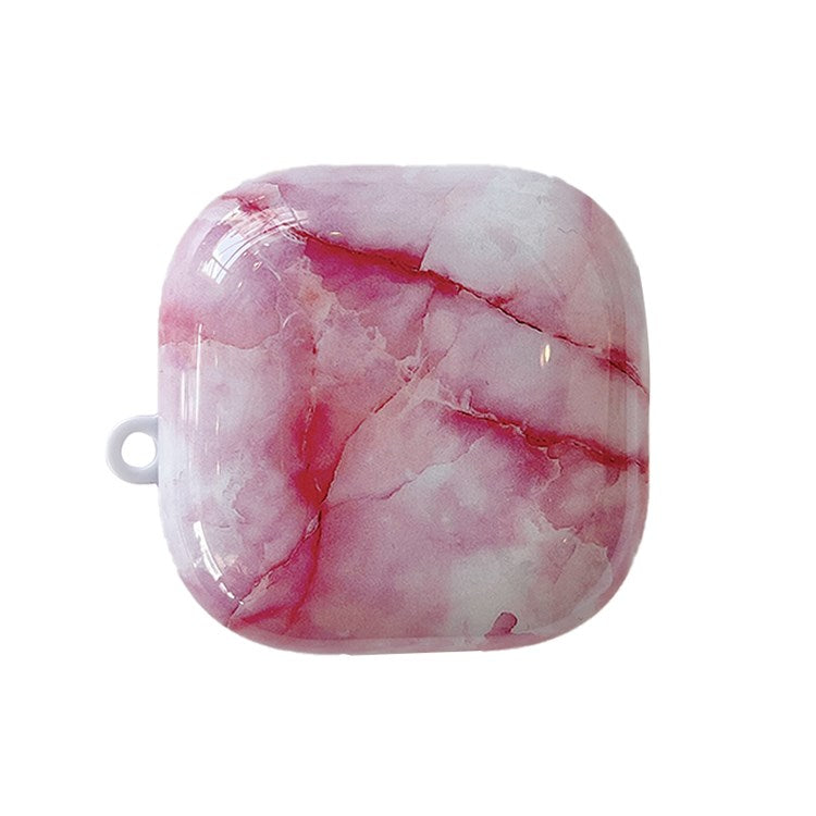 For Beats Fit Pro Bluetooth Earphone Hard PC Protective Case Marble Pattern Anti-drop Dustproof Cover - Pink/White