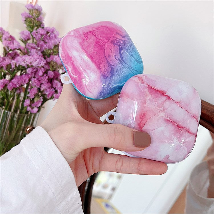 For Beats Fit Pro Bluetooth Earphone Hard PC Protective Case Marble Pattern Anti-drop Dustproof Cover - Pink/Blue