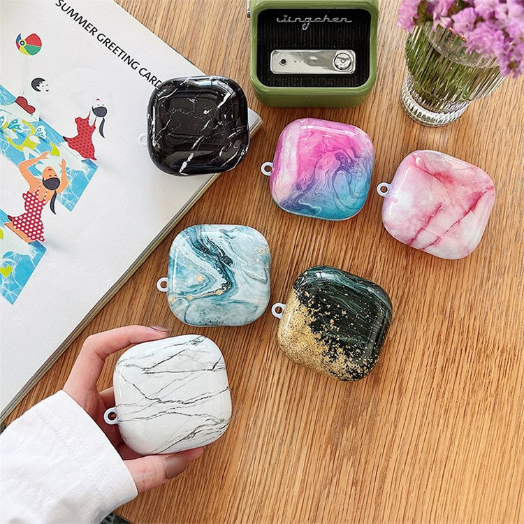 For Beats Fit Pro Bluetooth Earphone Hard PC Protective Case Marble Pattern Anti-drop Dustproof Cover - Pink/Blue