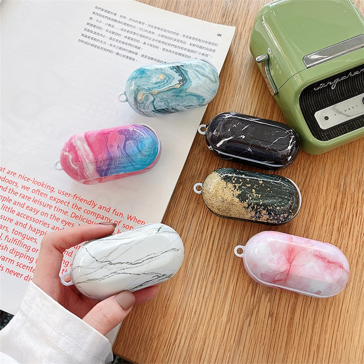 For JBL T280TWS Pro Stylish Marble Pattern Drop-proof Cover Bluetooth Earphone PC Protective Case - Black