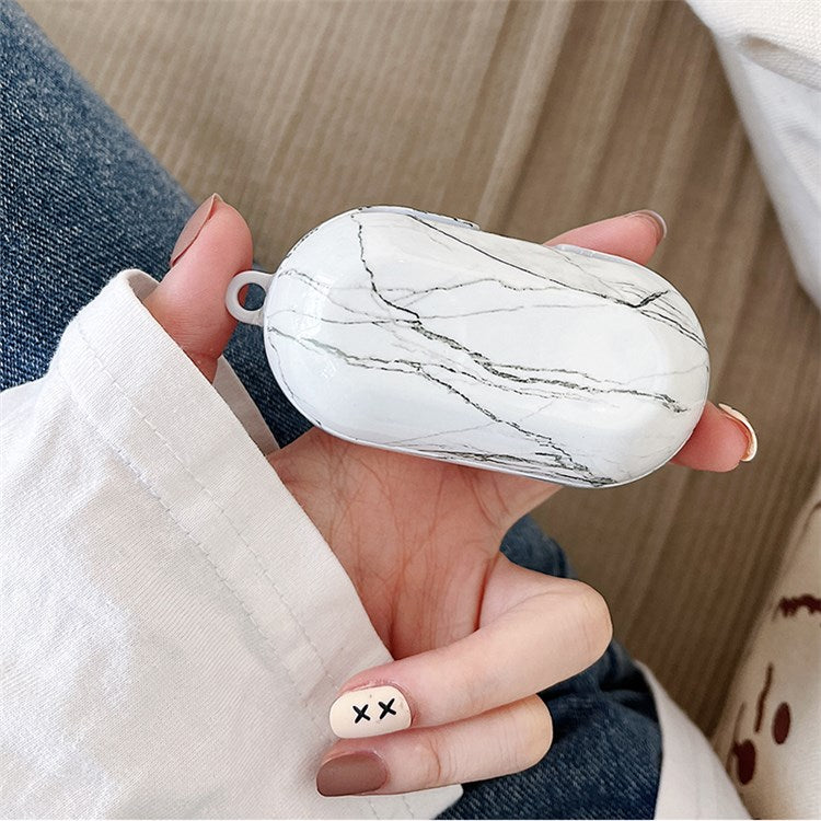 For JBL T280TWS Pro Stylish Marble Pattern Drop-proof Cover Bluetooth Earphone PC Protective Case - White